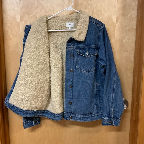 BP Denim Oversize Trucker Jacket Faux Shearling Neck & Lined Inside 🔥 - Picture 11 of 15